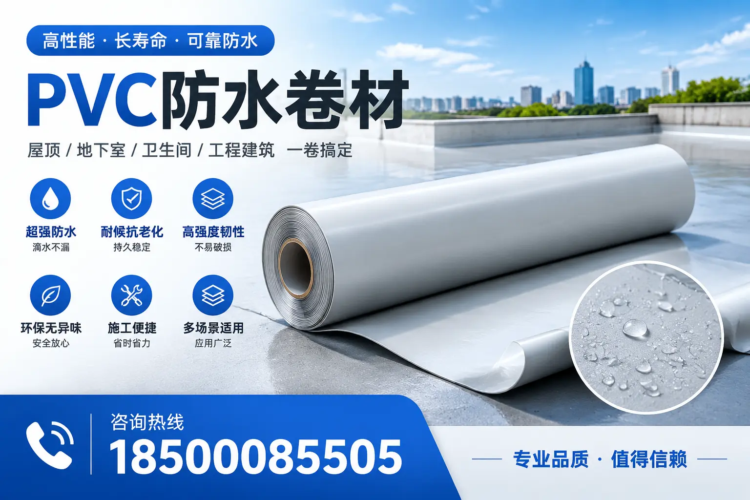 PVC防水卷材的防水效果评测,适合红河的科学依据